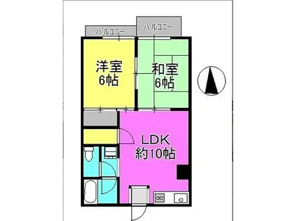 キンガハイツ橋本(2LDK/1階)の間取り写真