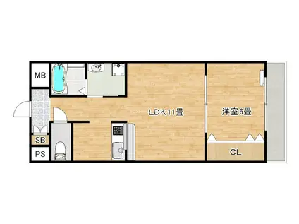 堺T´レジデンス(1LDK/4階)の間取り写真