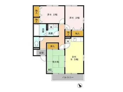 セジュール白水I(3DK/2階)の間取り写真