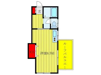 フランドールエタニティー(ワンルーム/2階)の間取り写真