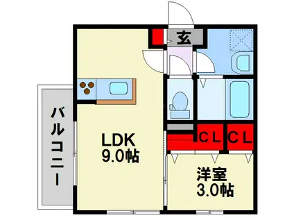 D-ROOM西小倉(1LDK/2階)の間取り写真
