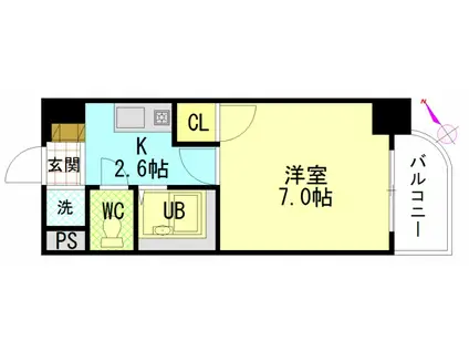 フォルム牛田新町(1K/6階)の間取り写真