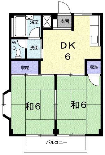 シティハイツ杉山(2DK/2階)の間取り写真