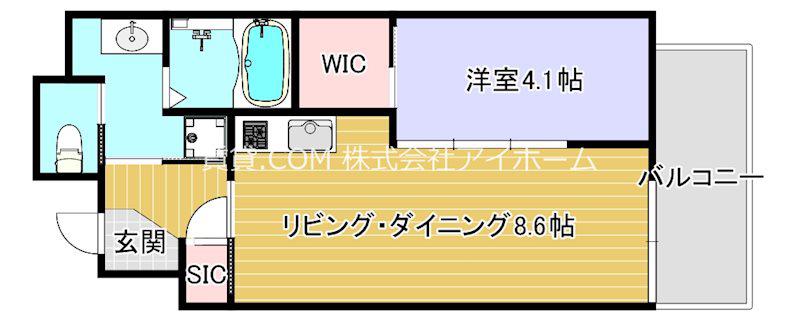 アドバンス上町台シュタット(1LDK/5階)の間取り写真