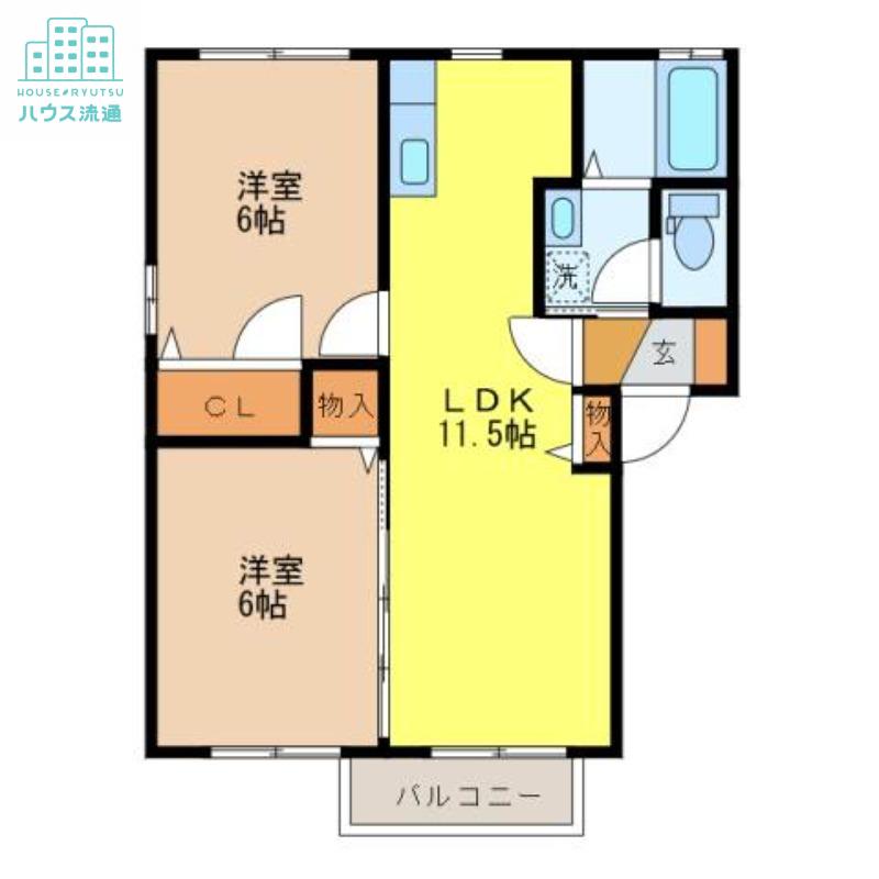 ディアスドミール C棟(2LDK/2階)の間取り写真