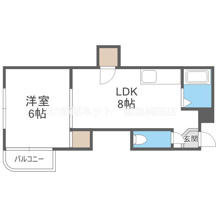 キャロル豊中本町II(1LDK/2階)の間取り写真