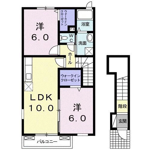 メゾン カクタス(2LDK/2階)の間取り写真
