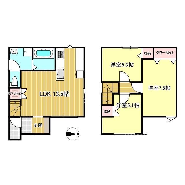 久留間戸建物件(3LDK/1階)の間取り写真