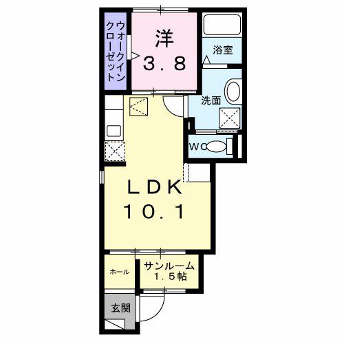 FOUR(1LDK/1階)の間取り写真