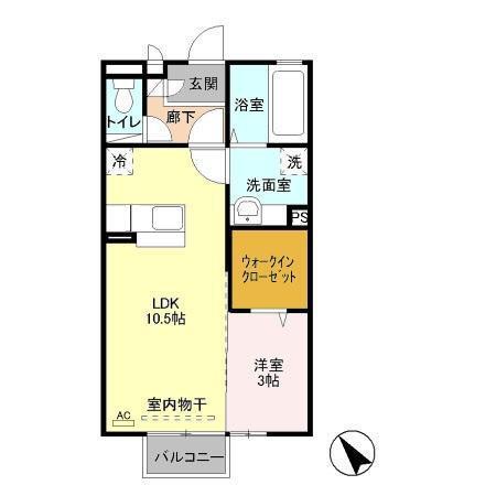 アザレアガーデン(1LDK/2階)の間取り写真