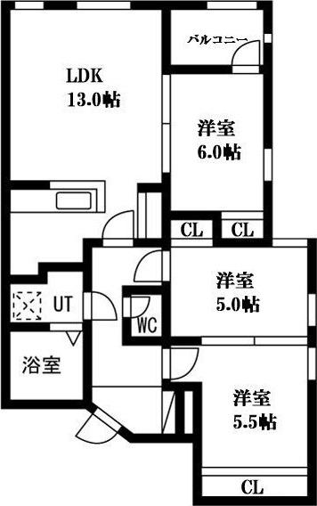 TERTIARY(3LDK/1階)の間取り写真