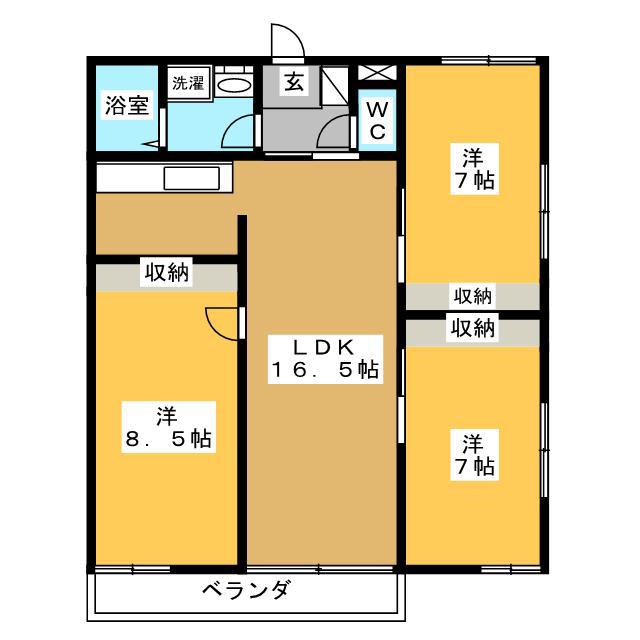 ヘリオス378小平栄町(3LDK/2階)の間取り写真