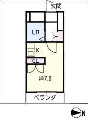 アミューズコート(ワンルーム/2階)の間取り写真