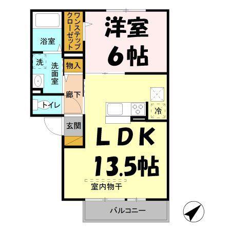 COMFORT(1LDK/1階)の間取り写真