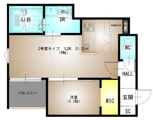 REGALEST西院(1LDK/3階)の間取り写真