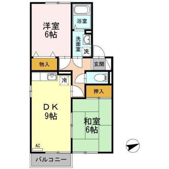 アビタシオン(2DK/1階)の間取り写真