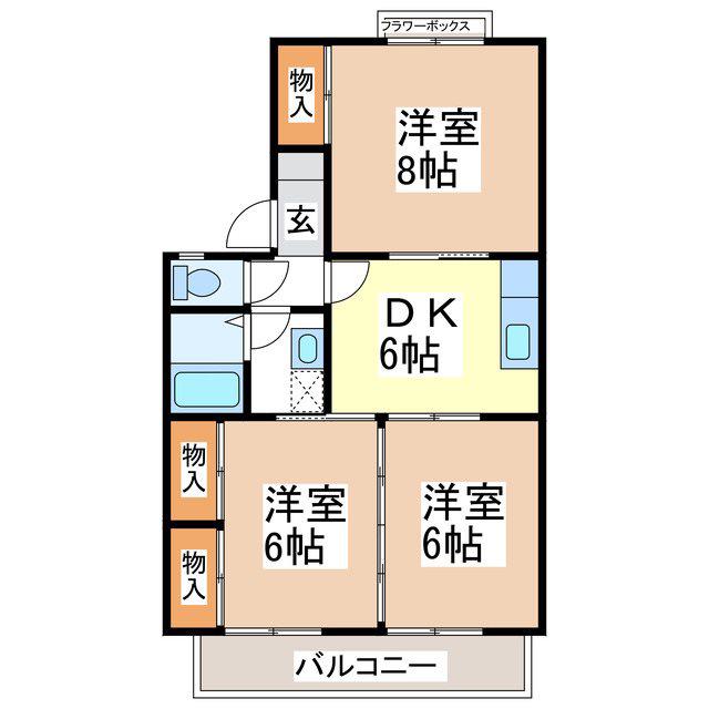 グリーンパーク丸田(3DK/1階)の間取り写真