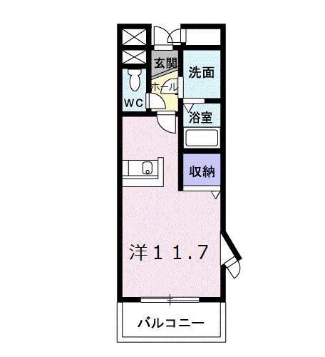 カーサ・セレーノ(ワンルーム/1階)の間取り写真