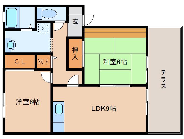 アムールやまと(2LDK/1階)の間取り写真