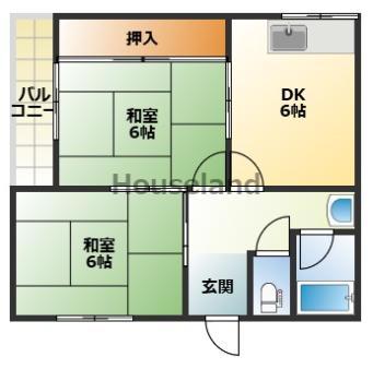 シマモトコーポ(2DK/2階)の間取り写真