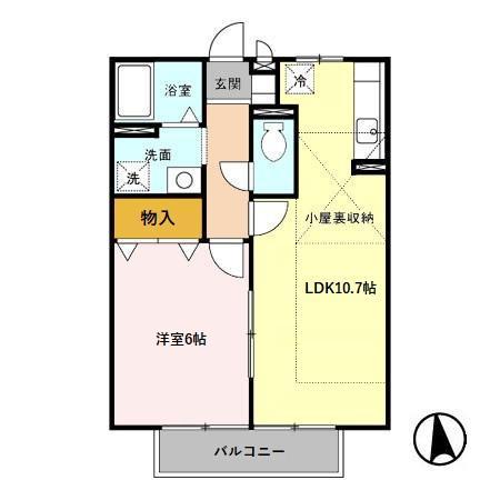 プロムナードA(1LDK/2階)の間取り写真