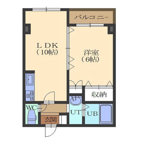 ARKマンション(1LDK/3階)の間取り写真