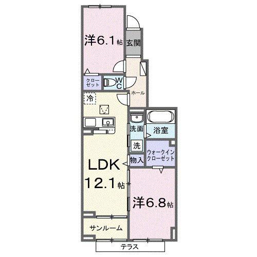 メゾン・リュエルアルファ(2LDK/1階)の間取り写真