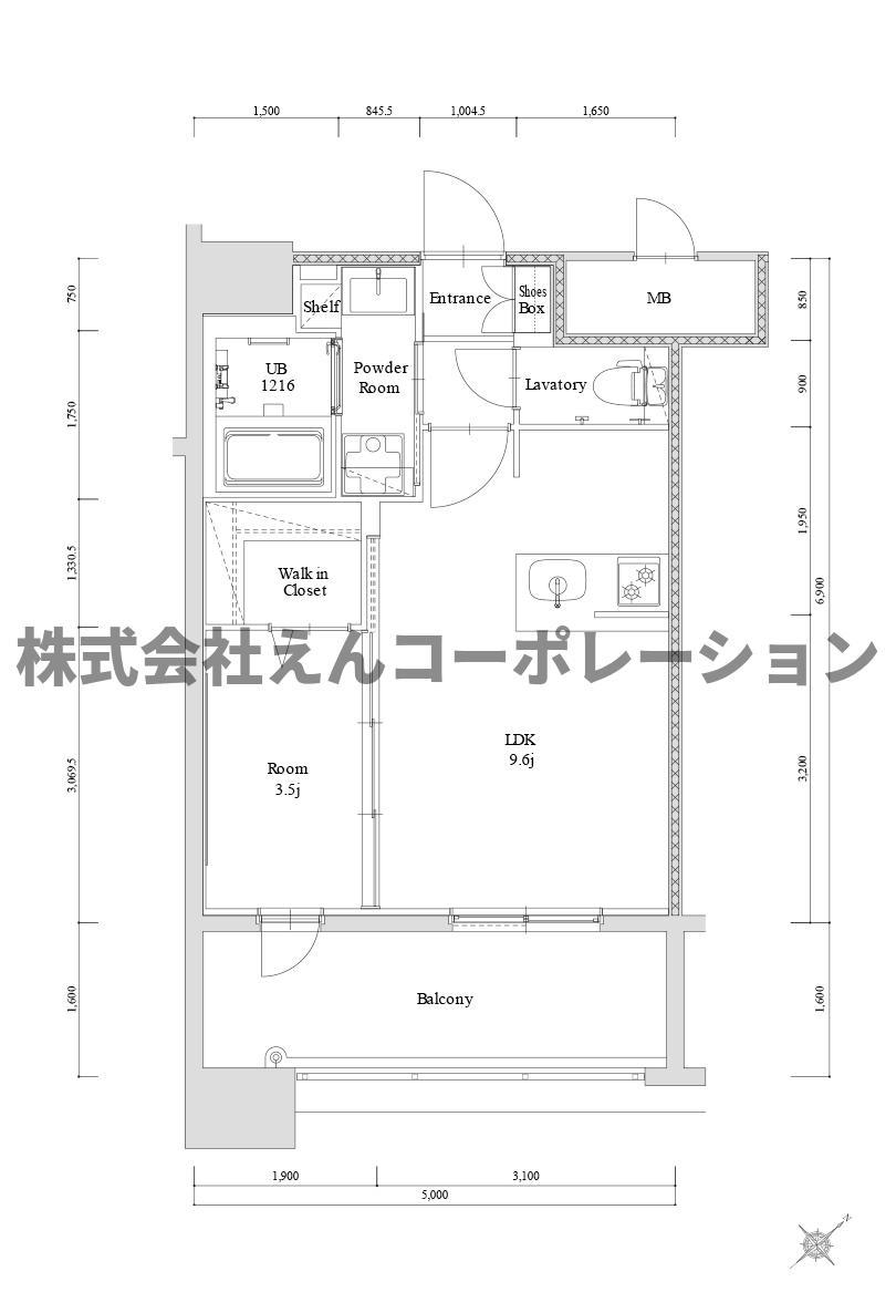 エンクレスト博多駅南GRACE(1LDK/3階)の間取り写真