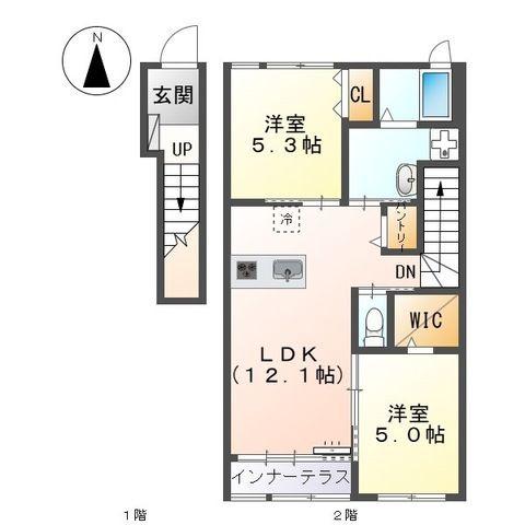プランドール(2LDK/2階)の間取り写真