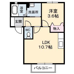 サンヒルズ 和(1LDK/1階)の間取り写真