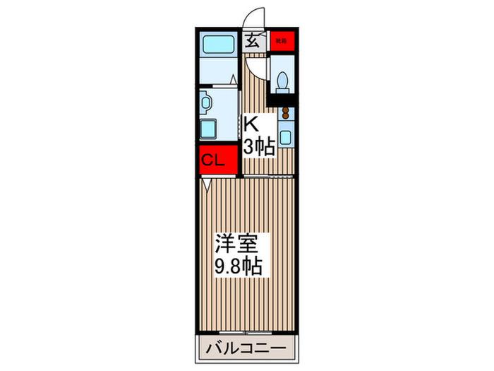 エターナル南与野(1K/1階)の間取り写真