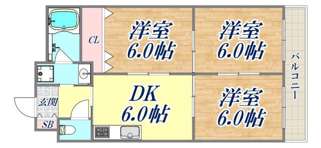 エクセルコート1(3DK/2階)の間取り写真