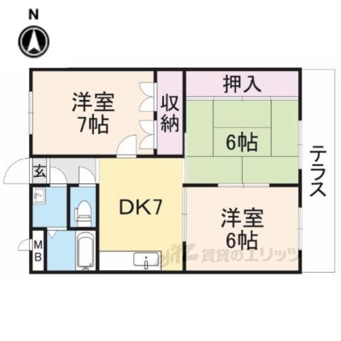 ユーミー青野(3DK/1階)の間取り写真