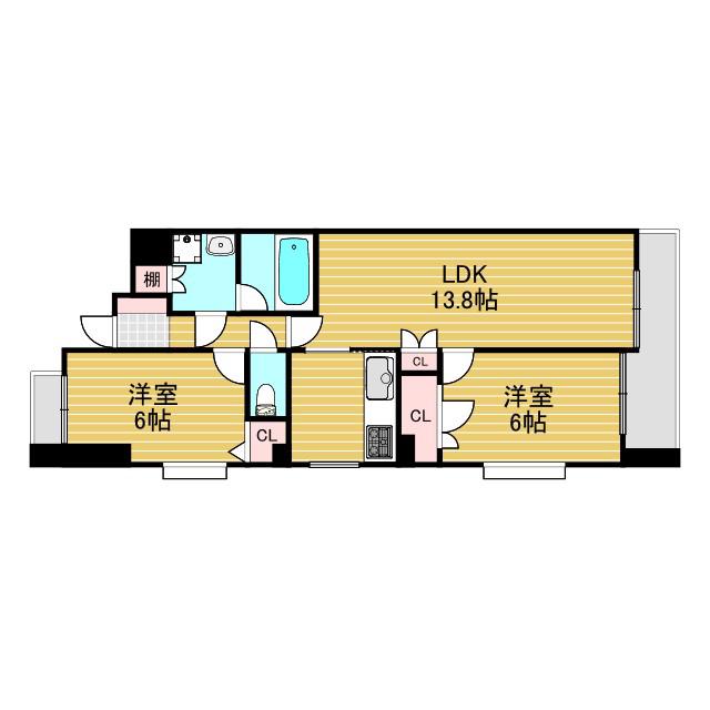 ラグーン新大阪CITYLIFE1(2LDK/7階)の間取り写真