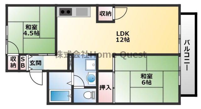 光陽ハイツ(2LDK/2階)の間取り写真