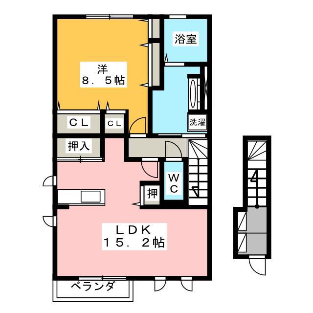 ハイフィールド(1LDK/2階)の間取り写真