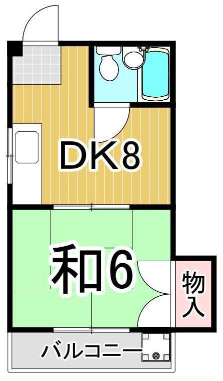 西川ハイツ(1DK/1階)の間取り写真