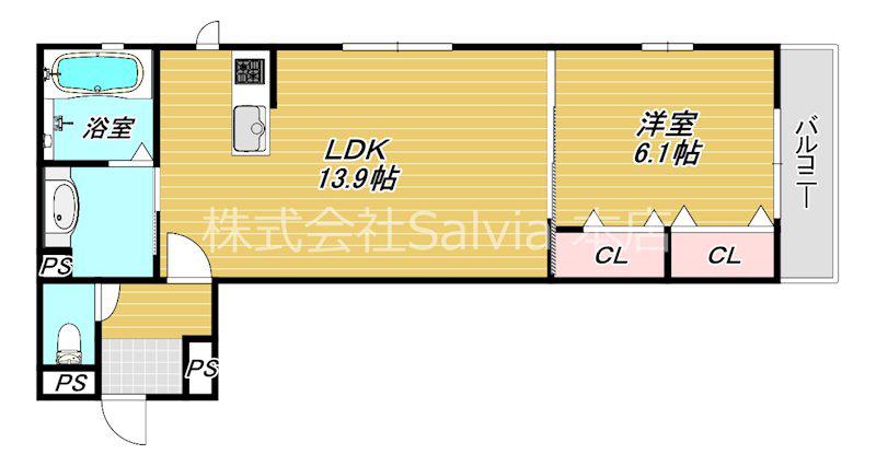 シンセリティ石津 A棟(1LDK/3階)の間取り写真