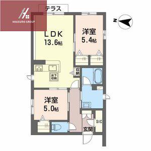シャーメゾン フェリシード(2LDK/1階)の間取り写真