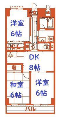 ダイアパレス浅間町第2(3DK/4階)の間取り写真
