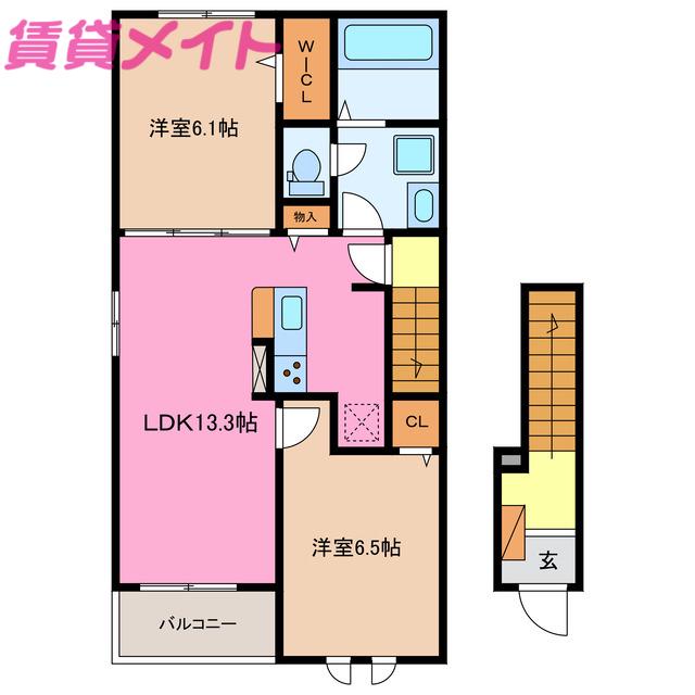 ソレイユ・MM(2LDK/2階)の間取り写真