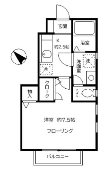 ルミエール・I(1K/1階)の間取り写真