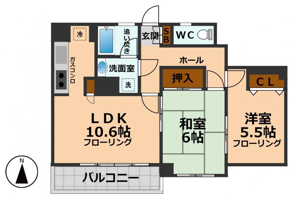ルミエール荻窪(2LDK/1階)の間取り写真