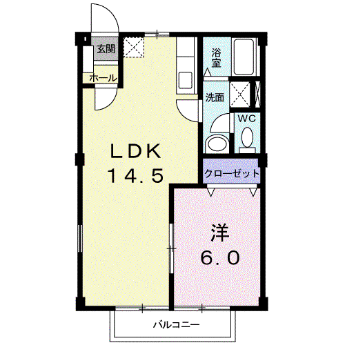 ニューシティヒラタA(1LDK/1階)の間取り写真
