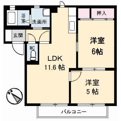 シャーメゾンカメリアA(2LDK/2階)の間取り写真