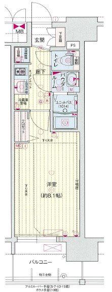 プレサンス大須観音駅前(1K/3階)の間取り写真