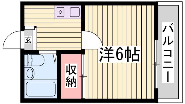 RINKY GARDEN II(1K/1階)の間取り写真