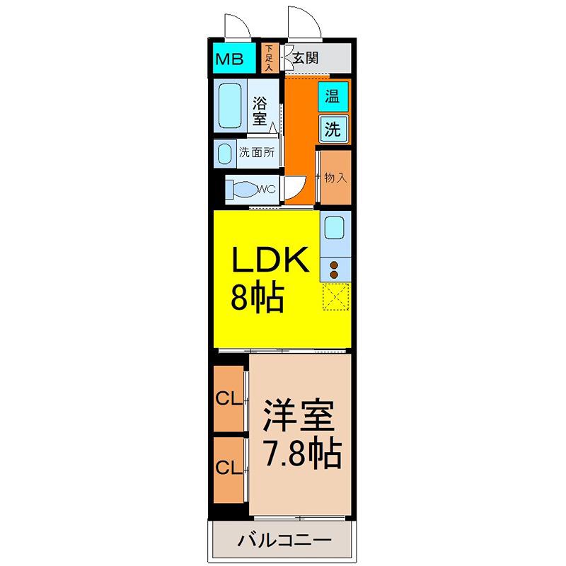 センチュリーパーク八熊(1DK/4階)の間取り写真