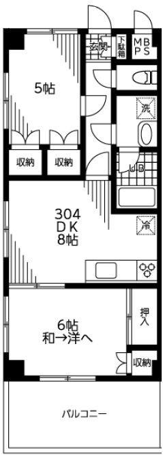 吾生ビル(2DK/3階)の間取り写真