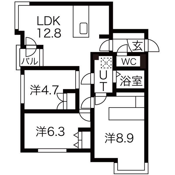 ビチナート(3LDK/5階)の間取り写真
